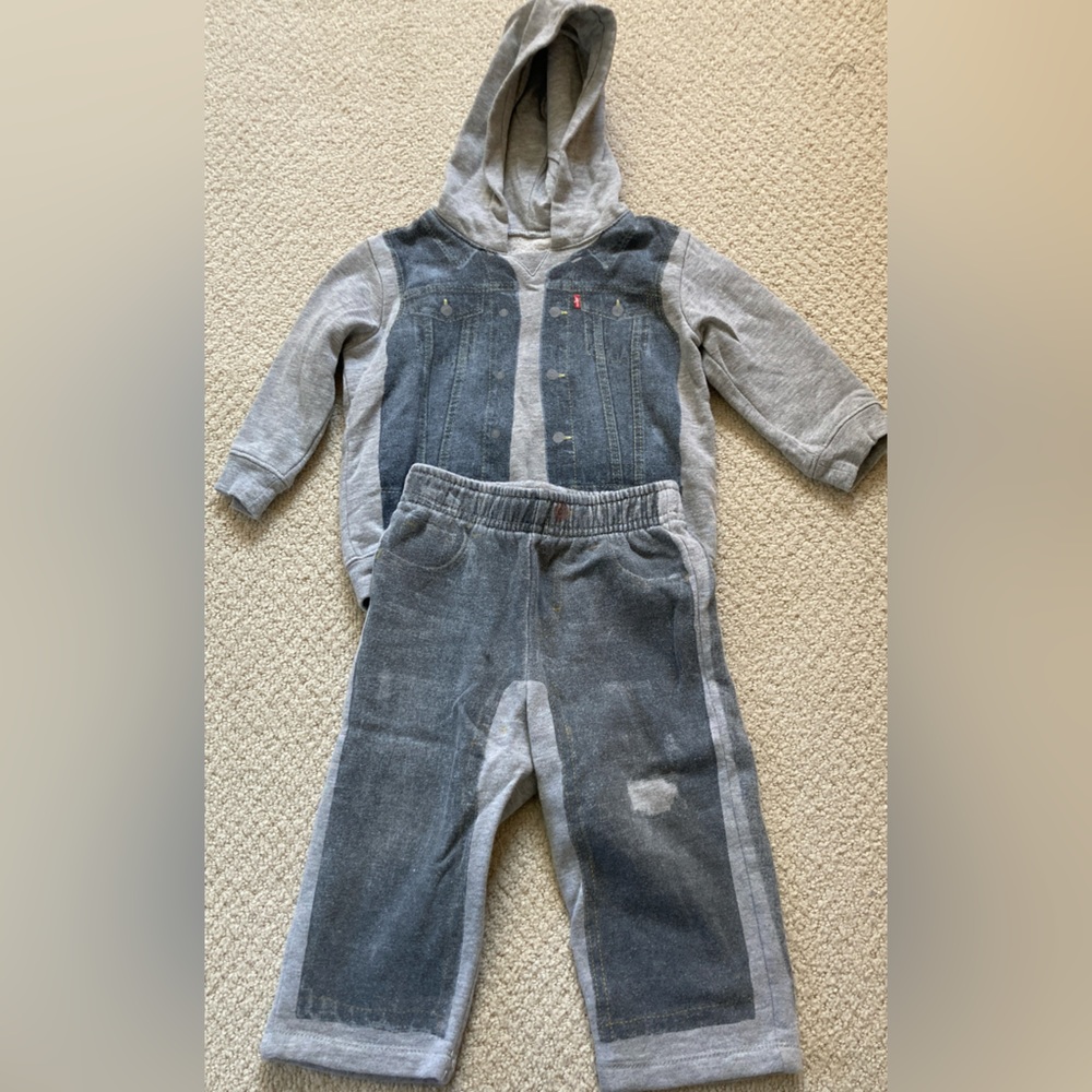 Levis toddler boy two piece set hoodie and sweatpants 18 mo